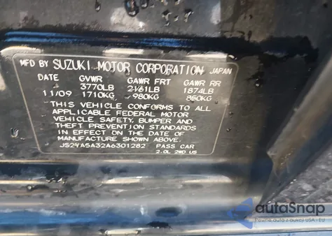 2010 Suzuki Sx4 Technology z USA, uszkodzony, nr VIN JS2YA5A32A6301282